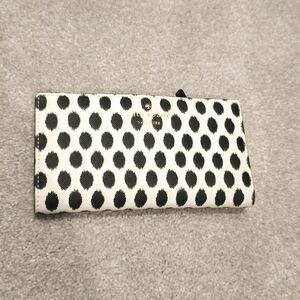 Kate Spade Harding Street black and white ikat dot wallet